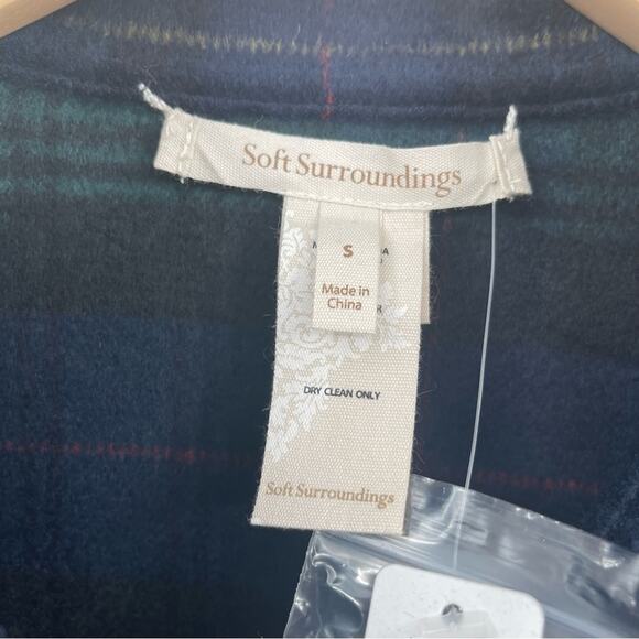 SOFT SURROUNDINGS Reversible Coat Size Small Plaid Leopard Black Wool Blend NWT - Picture 6 of 14